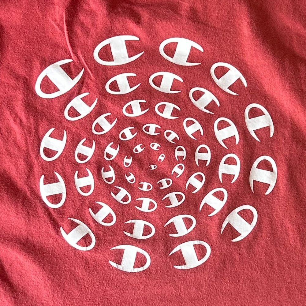 Men's Champion T-Shirt - Size Medium - Salmon/Pink/Red Color